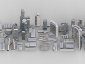 city building kitbash collection 3D Model