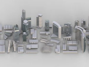 city building kitbash collection 3D Model