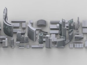 city building kitbash collection 3D Model