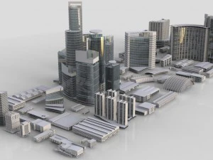 city building kitbash collection 3D Model