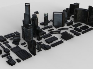 city building kitbash collection 3D Model