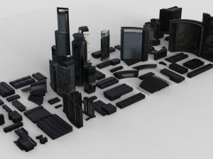 city building kitbash collection 3D Model