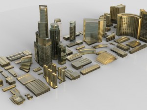 city building kitbash collection 3D Model