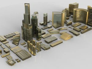 city building kitbash collection 3D Model