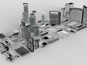 city building kitbash collection 3D Model
