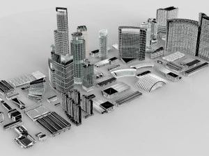 city building kitbash collection 3D Model
