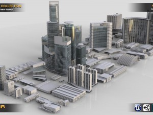 city building kitbash collection 3D Model
