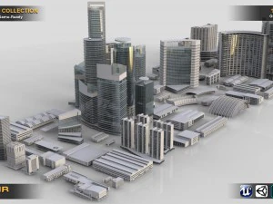 city building kitbash collection 3D Model