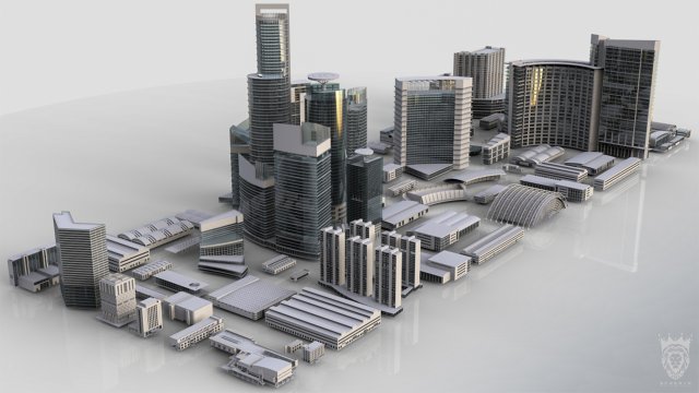 city building kitbash collection 3D Model .c4d .max .obj .3ds .fbx .stl .blend 