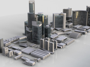 city building kitbash collection 3D 모델
