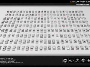 225 low poly car collection Model 3D