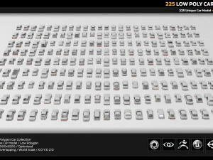 225 low poly car collection 3D Model