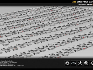 225 low poly car collection Model 3D