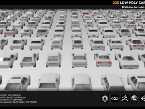225 low poly car collection Model 3D