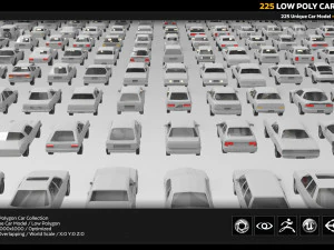 225 low poly car collection 3D Model