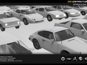 225 low poly car collection Model 3D
