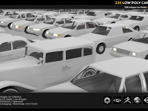 225 low poly car collection Model 3D