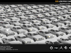 225 low poly car collection 3D Model