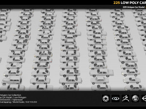 225 low poly car collection Model 3D