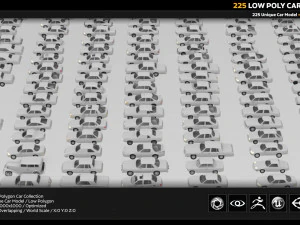 225 low poly car collection 3D Model