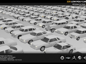 225 low poly car collection Model 3D