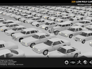 225 low poly car collection 3D Model