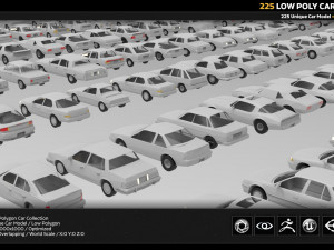 225 low poly car collection Model 3D