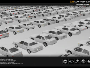 225 low poly car collection 3D Model