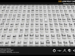225 low poly car collection 3D Model