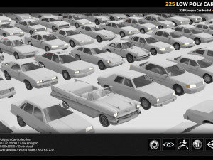 225 low poly car collection Model 3D