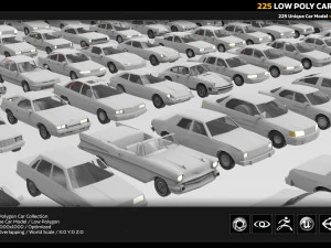 225 low poly car collection 3D Model