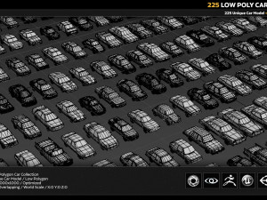 225 low poly car collection Model 3D