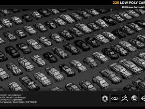 225 low poly car collection 3D Model