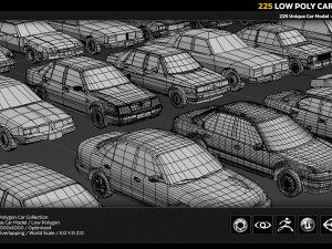 225 low poly car collection Model 3D