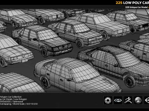 225 low poly car collection 3D Model