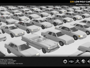 225 low poly car collection Model 3D