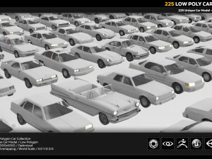 225 low poly car collection 3D Model