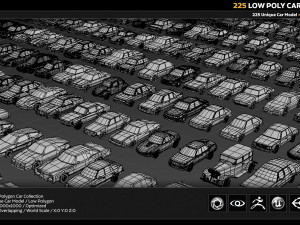 225 low poly car collection Model 3D