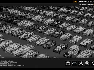 225 low poly car collection 3D Model