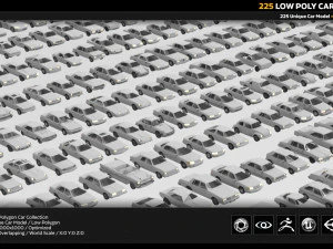 Coleção de carros 225 low poly Modelo 3D