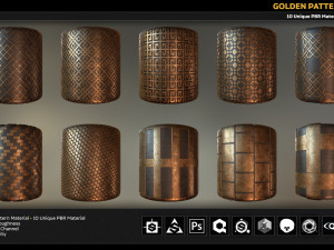 10 pbr golden pattern material CG Textures