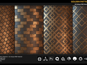 10 pbr golden pattern material CG Textures