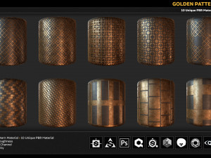 10 pbr golden pattern material CG Textures