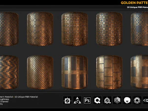 10 pbr golden pattern material CG Textures