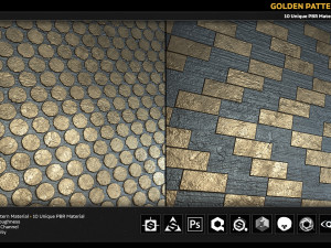 10 pbr golden pattern material CG Textures