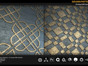 10 pbr golden pattern material CG Textures