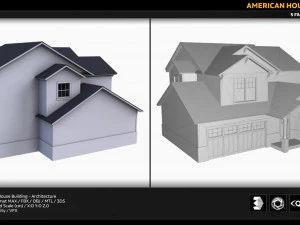 amerikan ev inşası 3D Model