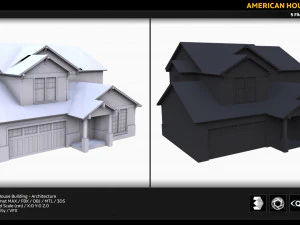 amerikan ev inşası 3D Model