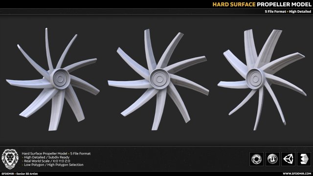 hard surface propeller model 3Dモデル .c4d .max .obj .3ds .fbx .stl .blend 