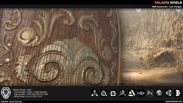 paladin shield 3D मॉडल .c4d .max .obj .3ds .fbx .stl .blend 